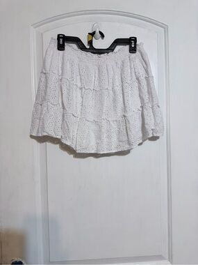 Justice White Eyelet Tiered Mini Skirt girls plus 16/18